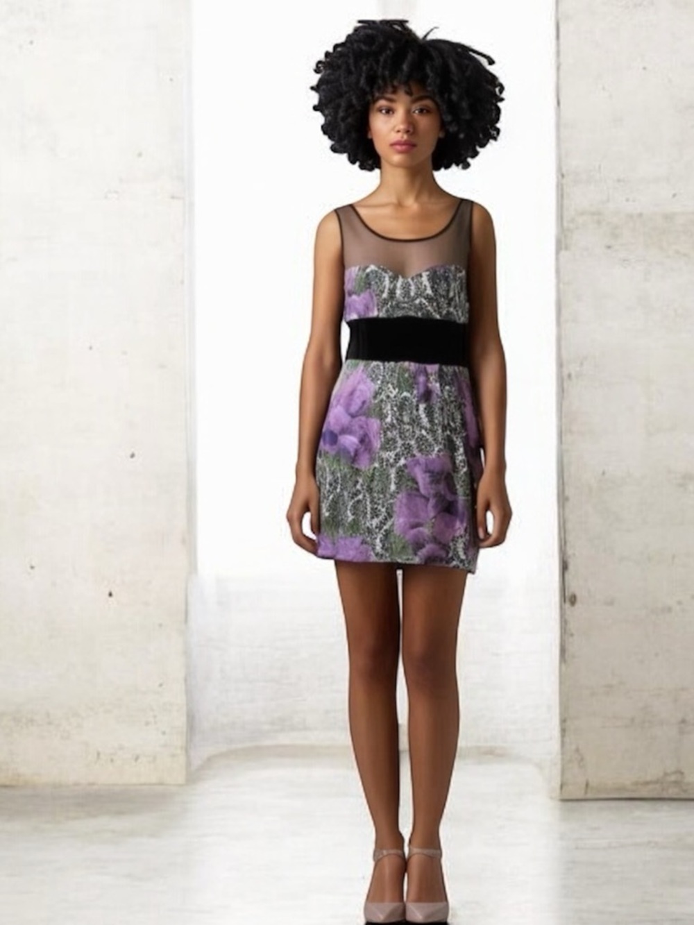 Plenty Frock by Tracy Reese Womens NWT Silk Purple Floral A line Cocktail Dress
